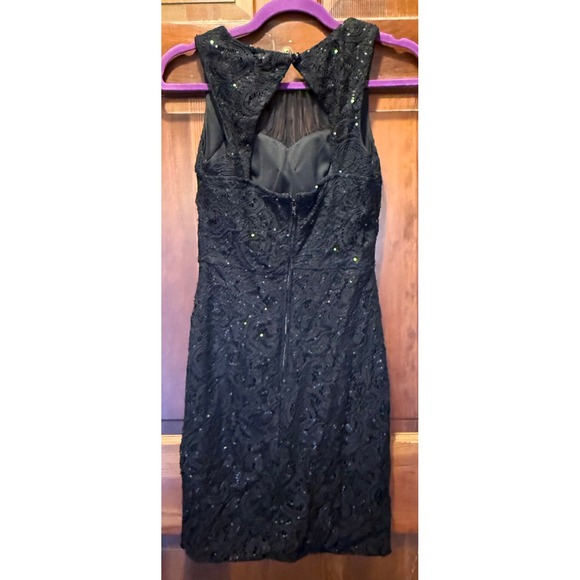 City Studio Black Lace Sequin Keyhole Back Mini Dress Size 5 - Picture 2 of 3